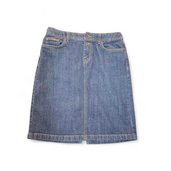 Esprit Denim Mini Skirt Dark Wash Women's Size 8 Embroidered Pockets Casual - Picture 1 of 7